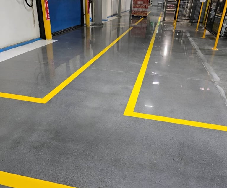 un piso delimitado por unas líneas en el piso