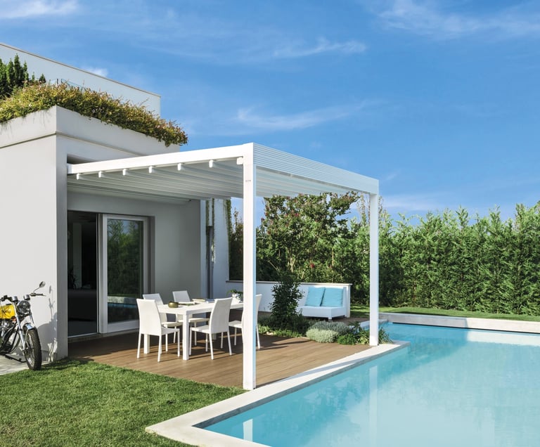 pergola à toile rétractable, lyon et rhône alpes, bioclimatique, store, stomfy, pergola, sur mesure 