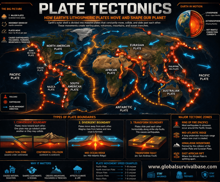 the infograhics image of plate tectonics