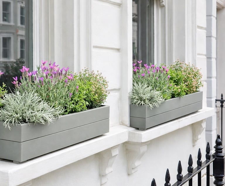 Window flower box planter made to size wooden trough colour gray herb box window sill decor outdoor plants basket