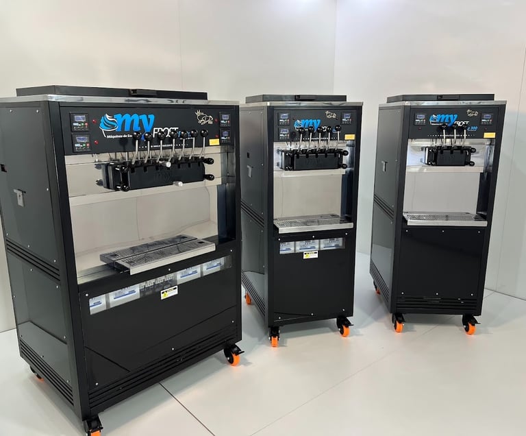 three machines with a large amount of machines