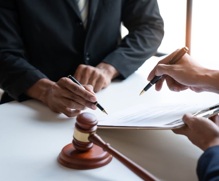 lawyer and client reviewing a document