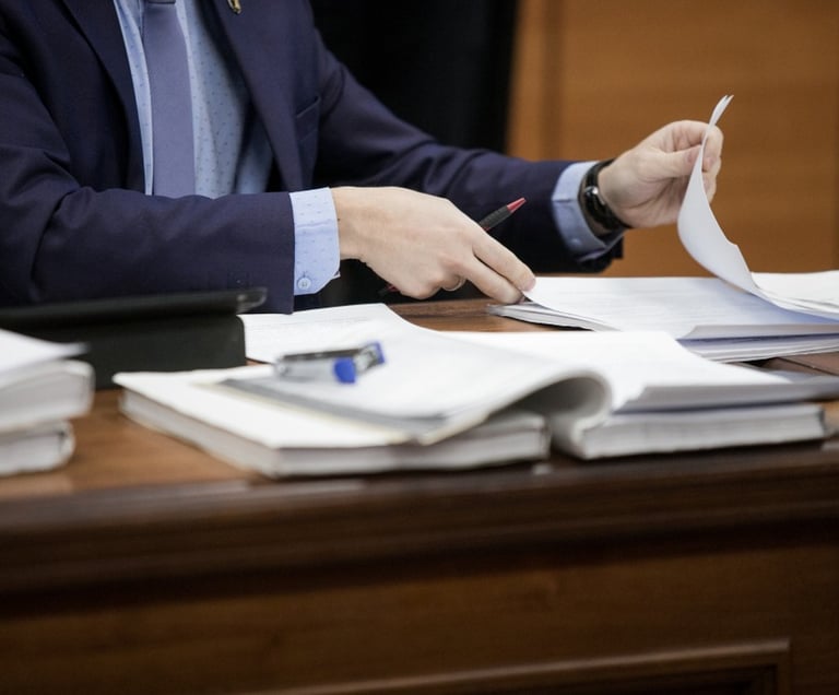 lawyer reading files