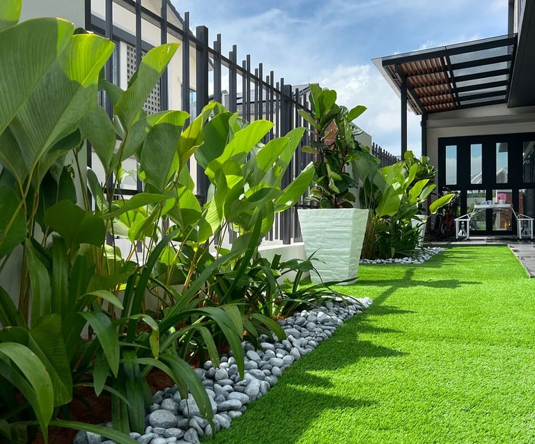 artificial grass installed in garden