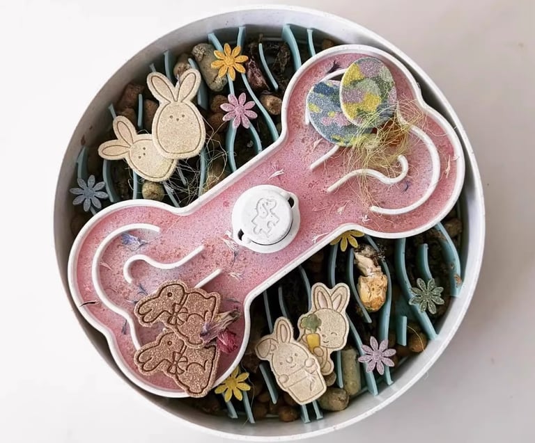 slow feeder dog bowl decorated for plating