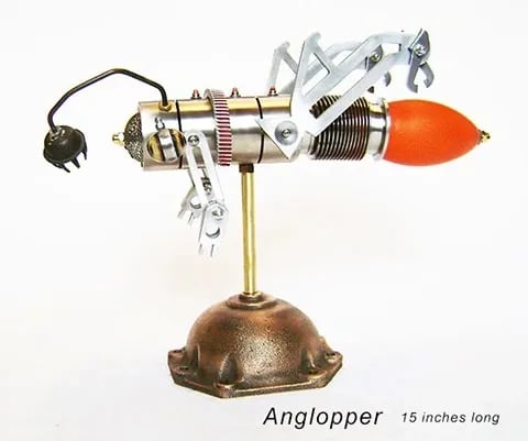 View 2 of metal creature named Anglopper by Santa Barbara Sculptor Tal Avitzur.  Save