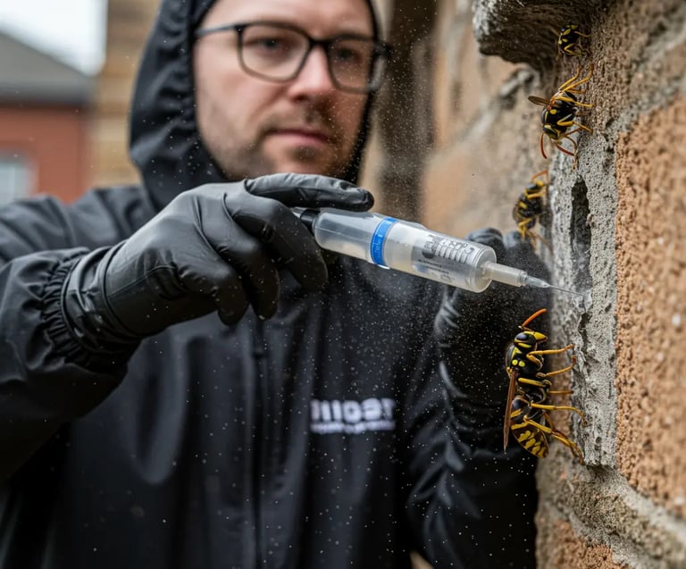 Expert using special wire to rodent proof shed