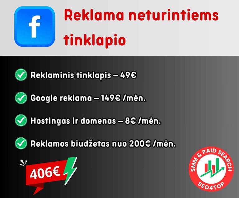 Facebook reklama neturintiems tinklapio
