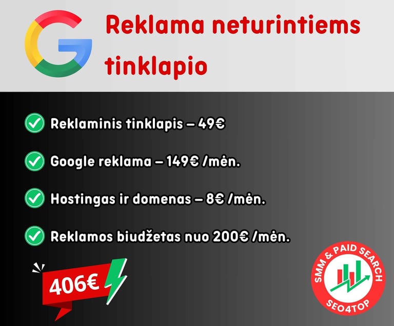 Google reklama neturintiems tinklapio