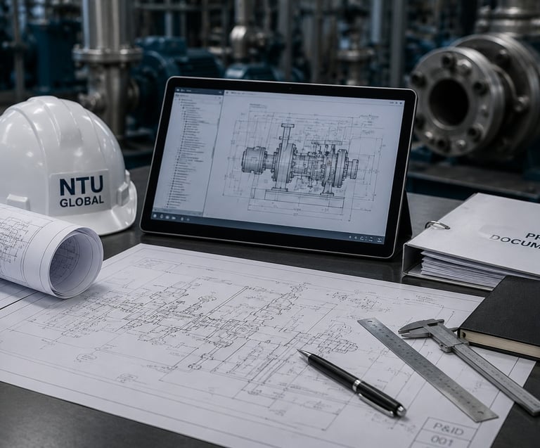 Industrial engineering drawings and technical documentation for equipment coordination & commission