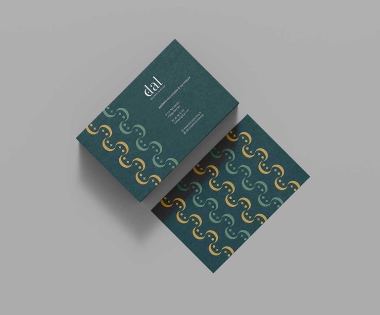 Identité visuelle DAL Créations, application logo sur carte de visite