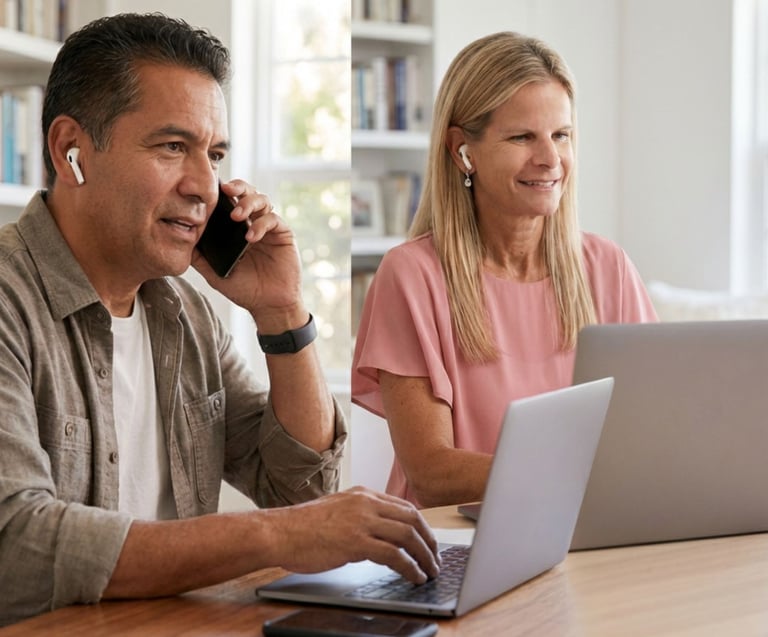 man and woman on laptops