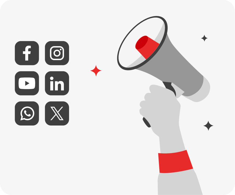 social media icons and promotions for digital marketing