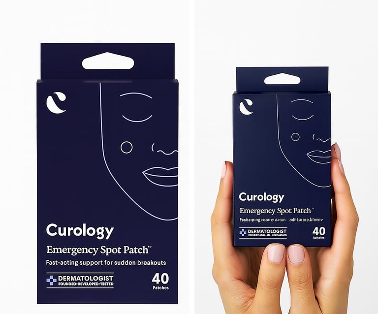 Curology Emergency Spot Patch pimple patch packaging and the Curology pimple patch box