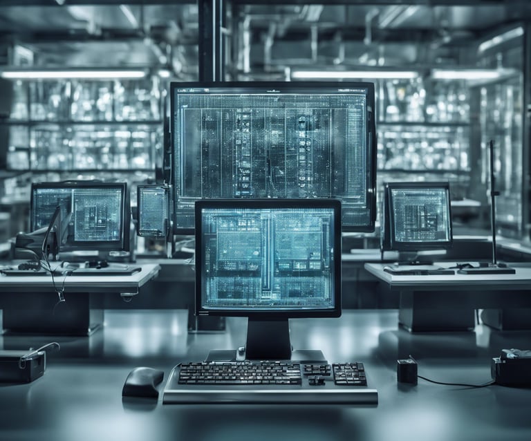 a computer monitor screen with a computer monitor and a keyboard