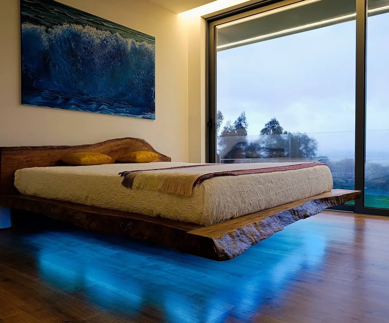 bespoke live edge floating bed