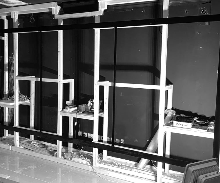 Wood Framing For hanging projection screen and speakers
