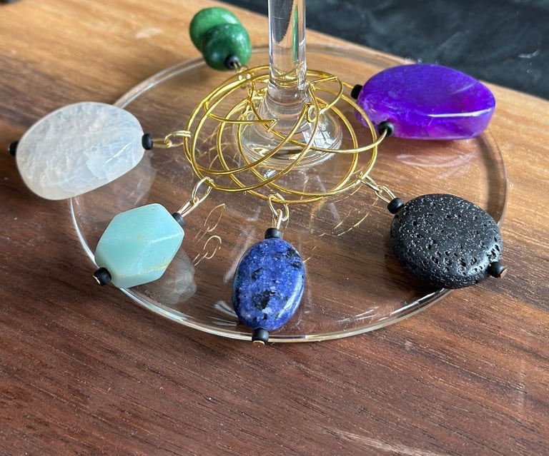 assorted gemstone wine charms