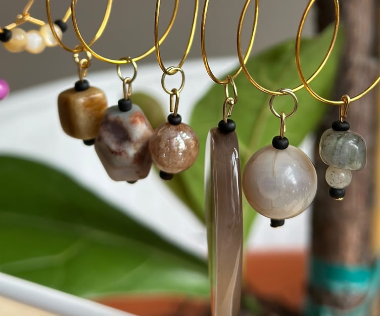 Rosevale Accessories natural gemstone wine charms in brown and tan hues