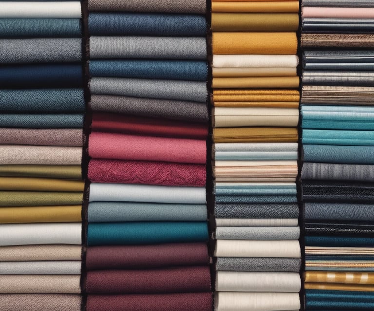 a bunch of different colored fabrics hanging on a wall