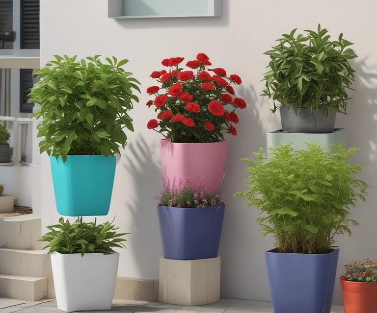 T4U Self Watering Plastic Planters (Set of 3)