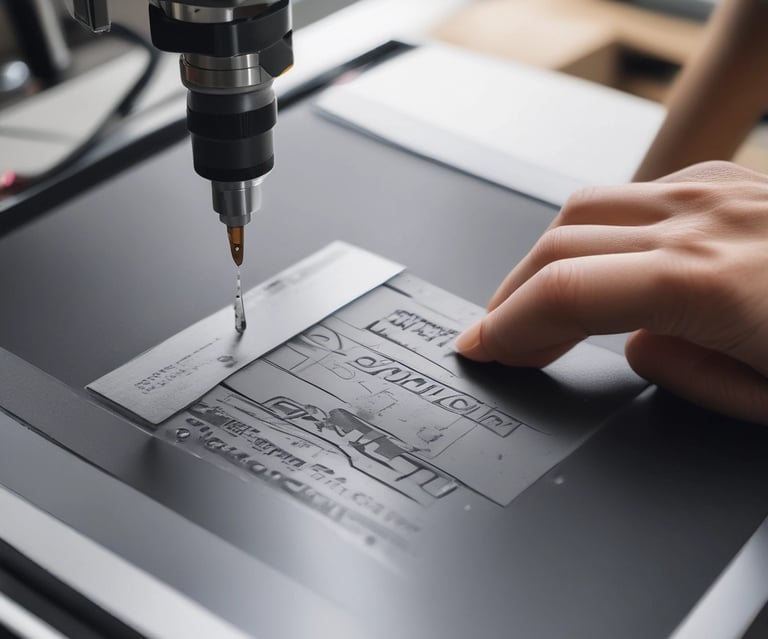A close-up view of a 3D printer in action, focusing on the extruder head and the partially printed object on the print bed. The object appears to be a circular structure with small, repetitive grooves on its surface.