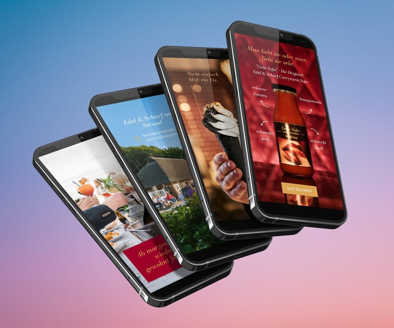 vier smartphones mit vier bildern