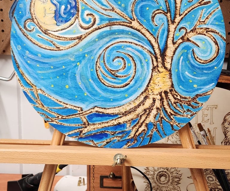 Pyrographic interpretation of Starry Night