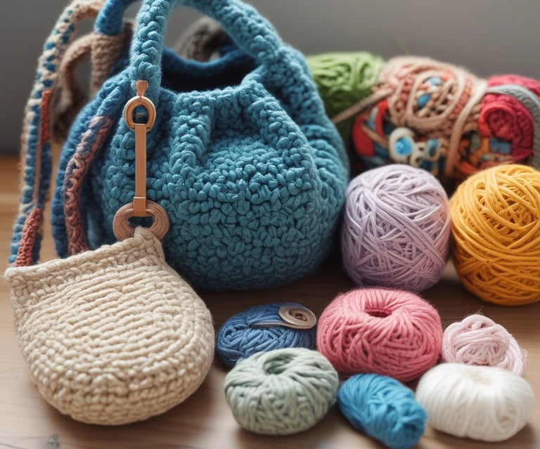 A variety of crochet clothing and accessories.