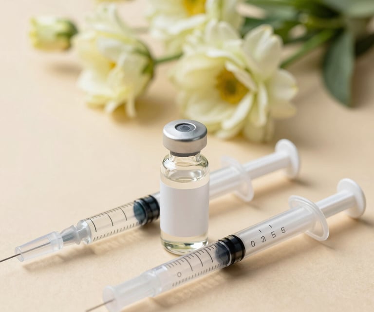 Scientist carefully measuring peptide powder with precision tools.