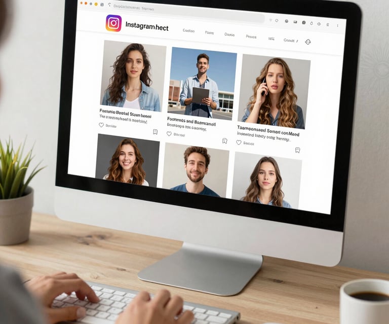 Instagram interface on mobile with an AI chatbot helping create post designs and scripts.