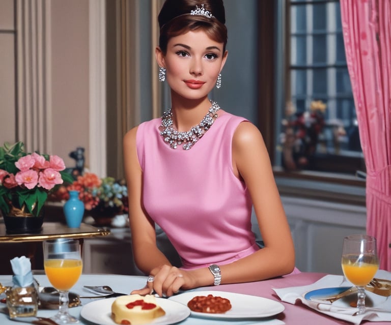 Glossy red lipstick beside a pearl necklace on a silk scarf.