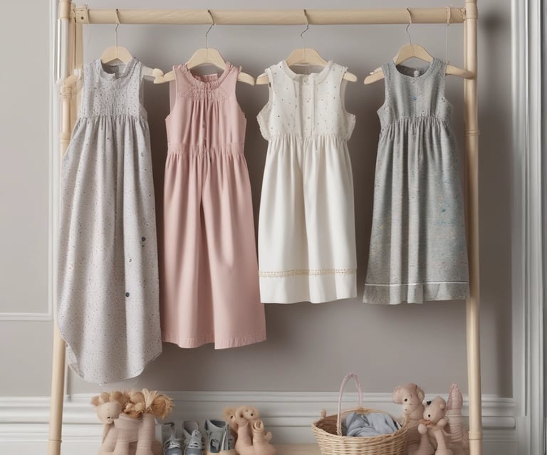 Classic smocked dress displayed on a child playing in a sunlit garden.