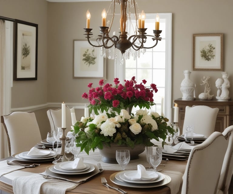 a table topped with vases filled with green plants