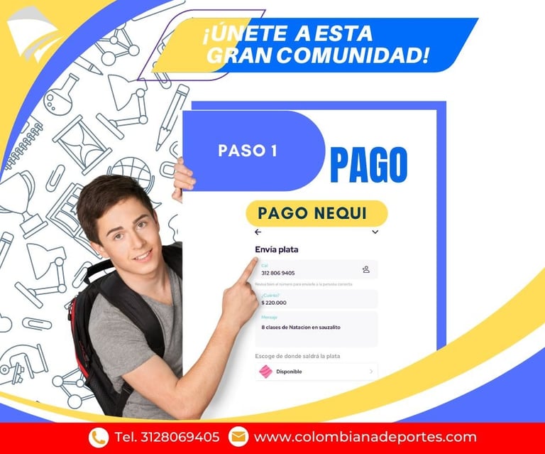 Curso de natacion, formas de pago paso 1