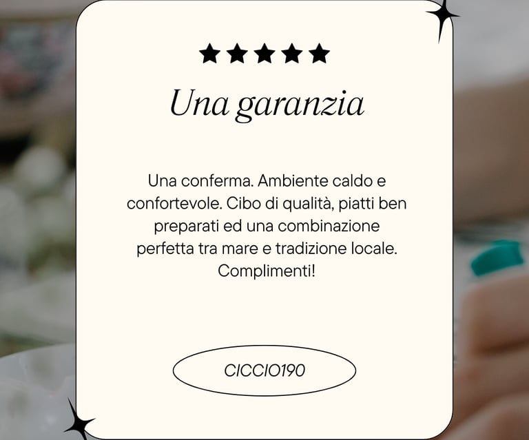 recensione positiva del ristorante