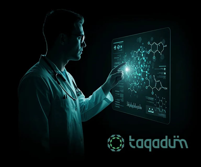 Taqadum illustration showing a doctor using a futuristic interface