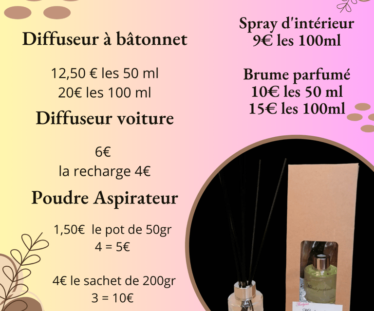 diffuseur voiture , spray d'intérieur , poudre aspirateur sens bon