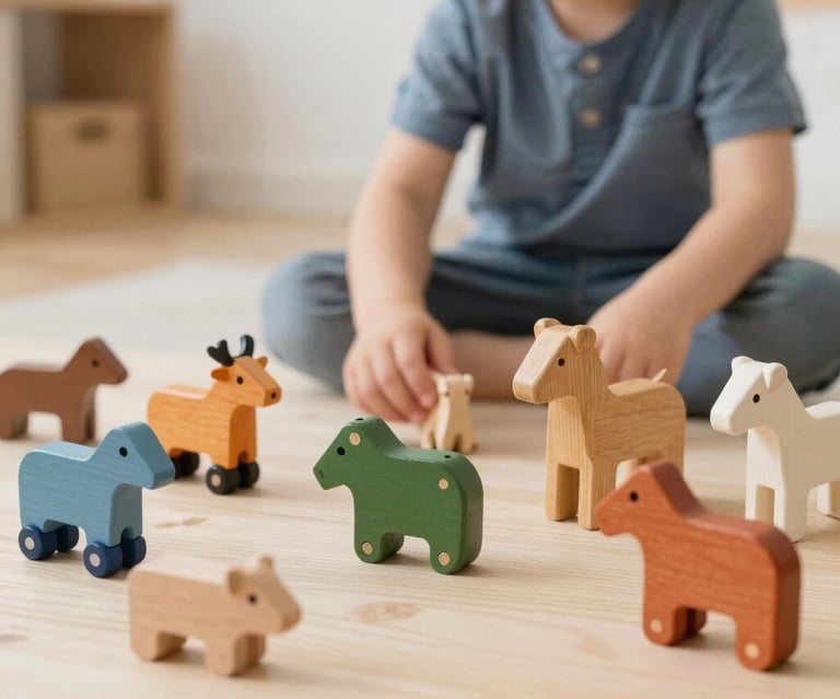 A vibrant playroom filled with leafy green accents and cute animal plushies.
