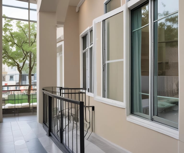 A professional cleaner carefully wiping a modern office desk with a microfiber cloth.