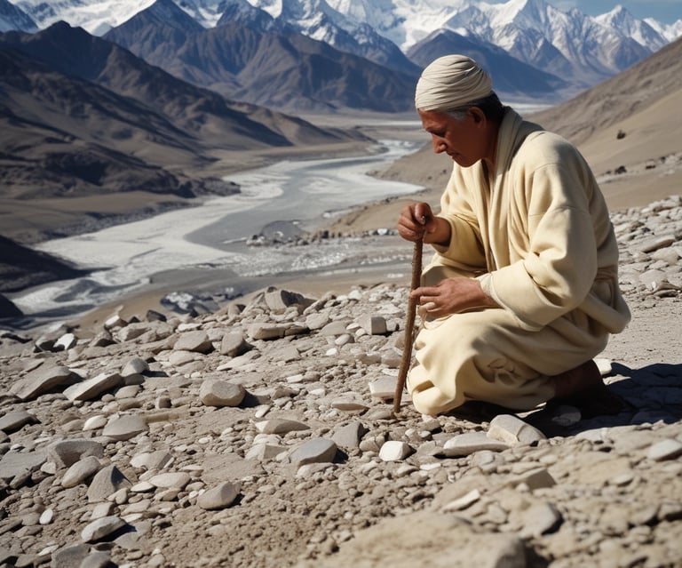 Close-up of pure shilajit resin glistening on a wooden spoon against a natural stone background.