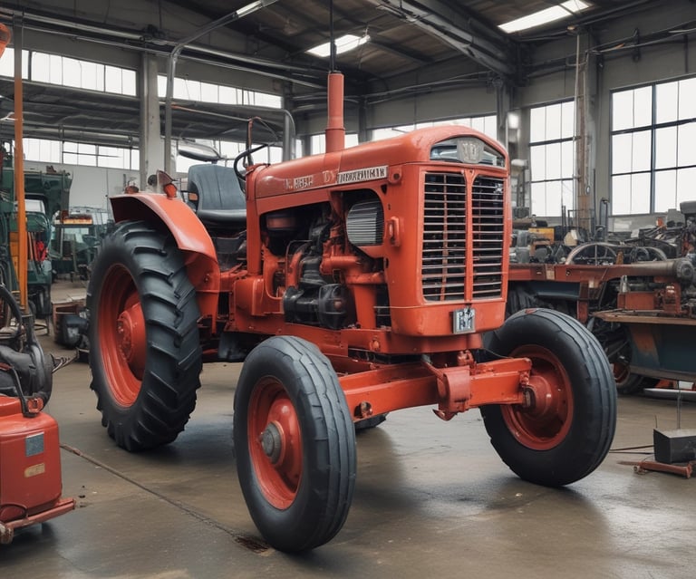 Motorcycle parts displayed neatly on a wooden table with a helmet nearby.