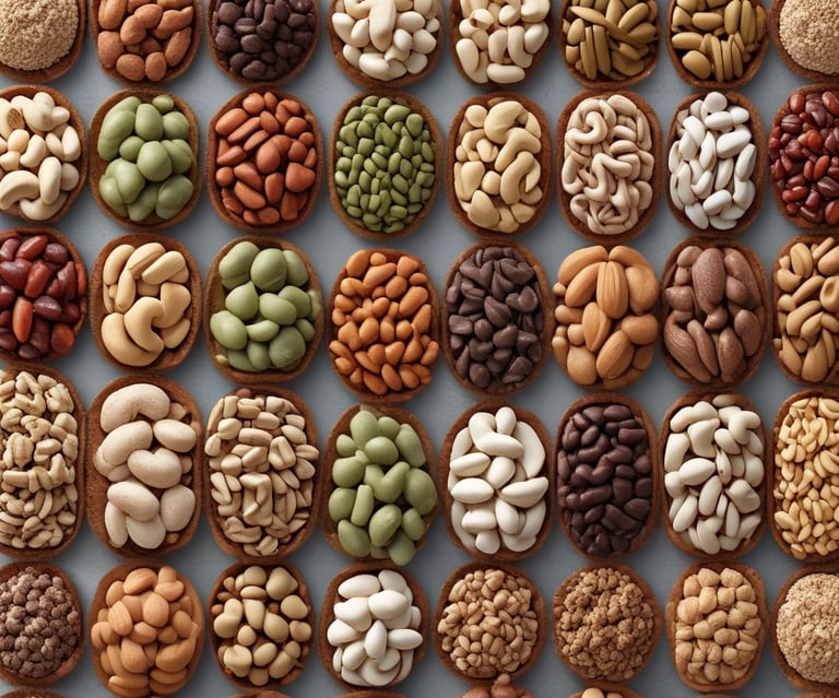 Fresh and crunchy mixed nuts spilling from a burlap sack on a wooden table.