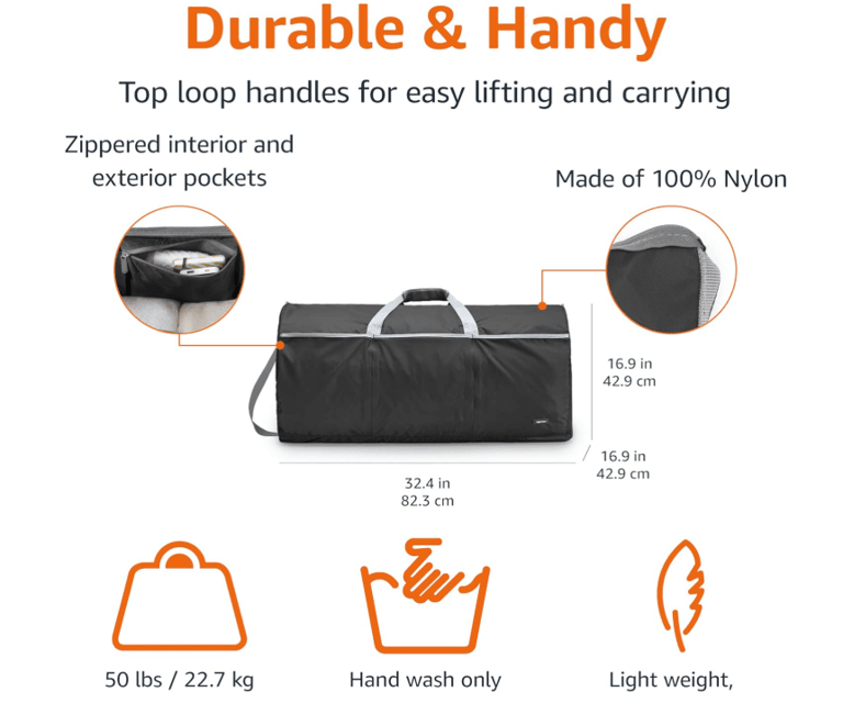 a Amazon duffel bag with zipper