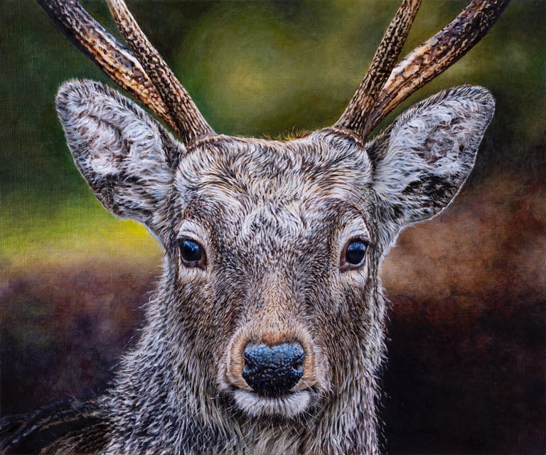 peinture animalière d'un cerf