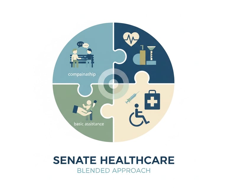 Blended approach diagram showing integration of traditional and complex care service delivery