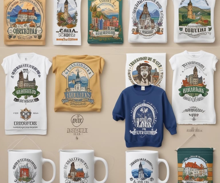 Two graphic print materials rest on a dark gray surface. One appears to be a folded booklet featuring bold red text and an abstract razor blade design with white and black wavy lines. The other is an unfolded brochure with information, elegant white typography against a black background, and illustrations, including event details and dates.