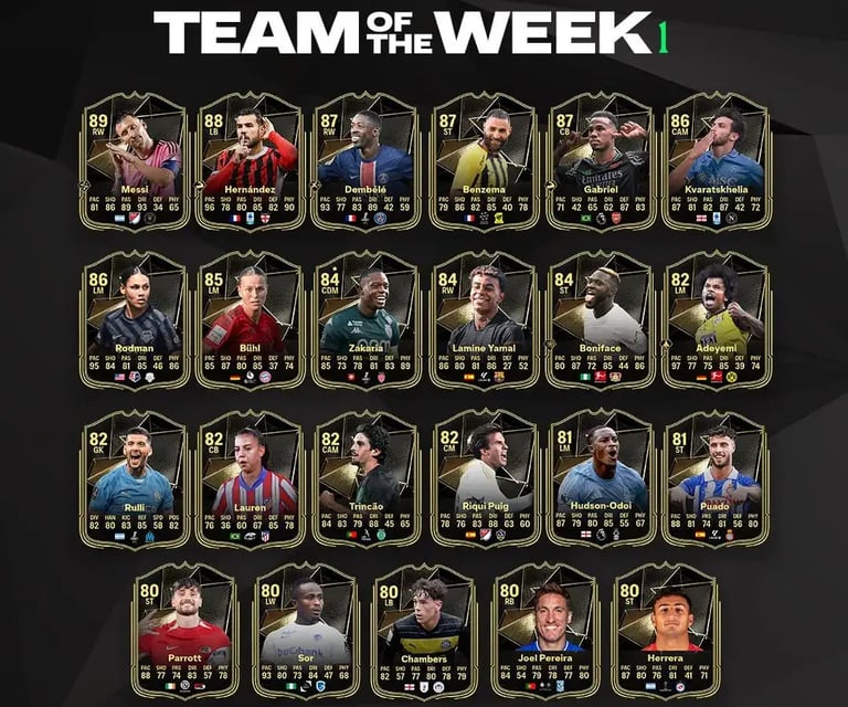 carte team of the week 1 fc 25