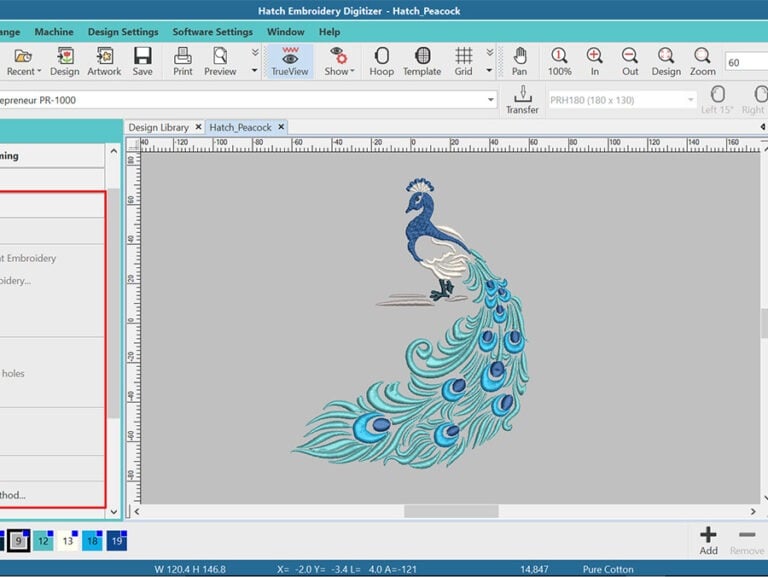 Hatch embroidery digitising software. Saving money and time. In house design embroidery. custom embroidery.