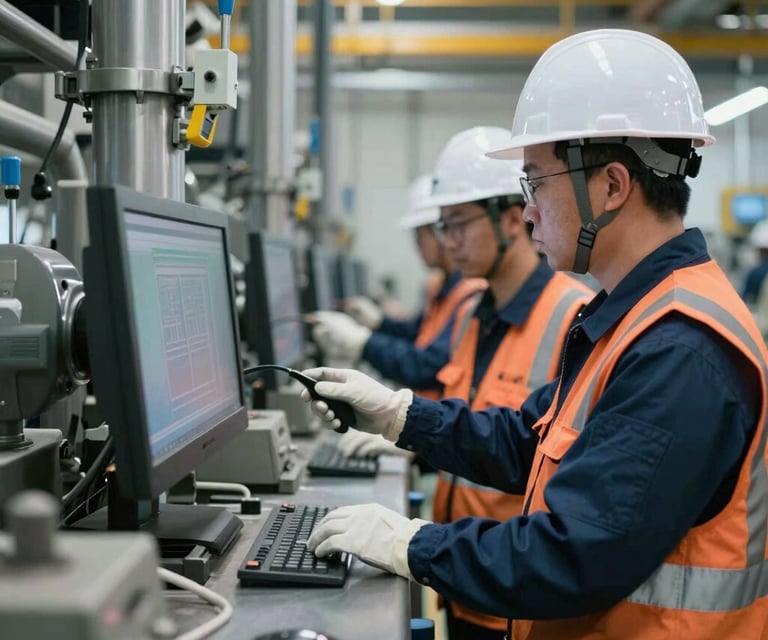 A dark room with lots of machines and lights